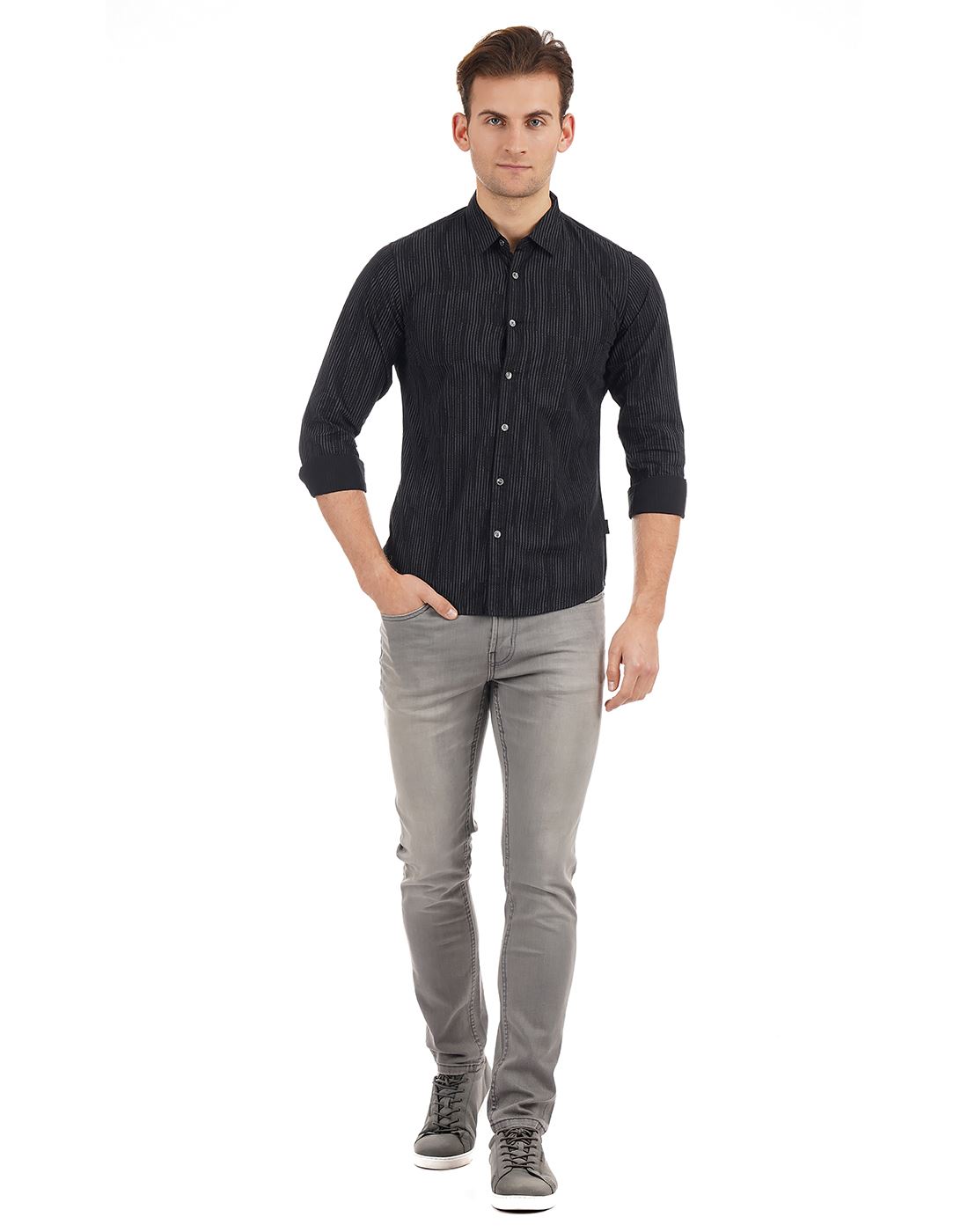 Pepe Jeans Men Casual Wear Black Striped Shirt